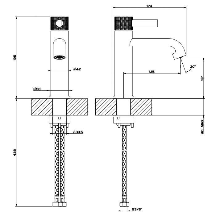 Смеситель для раковины, 1 отв., Gessi Inciso, хром арт. 58002#031