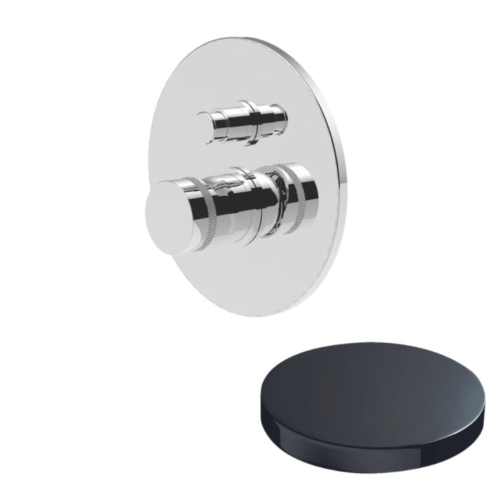 Встраиваемый смеситель для душа, однорычажный, с кнопкой-переключателем, на 2 режима, Giulini My ring deluxe, хром черный глянц арт. MR0063DLCRN