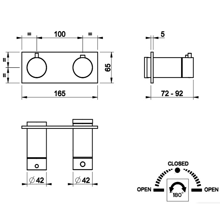 Встраиваемый термостат для душа, с 2мя независимыми выходами, Gessi Ingranaggio, хром арт. 63334#031