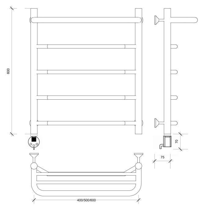 Полотенцесушитель электрический 60x50 Агата 1 СП Secado арт. 4673739231128