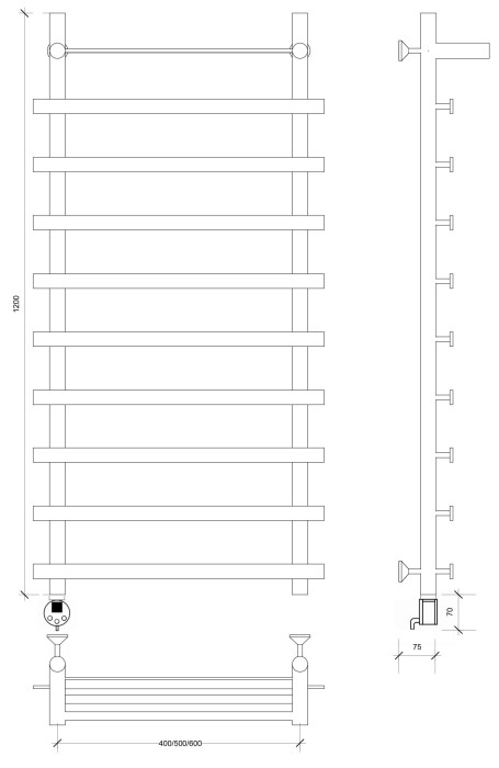 Полотенцесушитель электрический 120x50 Понтида 1 СП Secado арт. 4673739239681