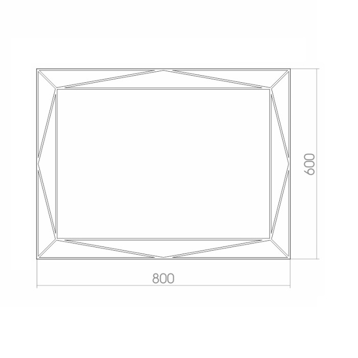 Зеркало 800х600 LED подсветка с диммером, сенсор выкл, Azario Креатив - ФР-00001401