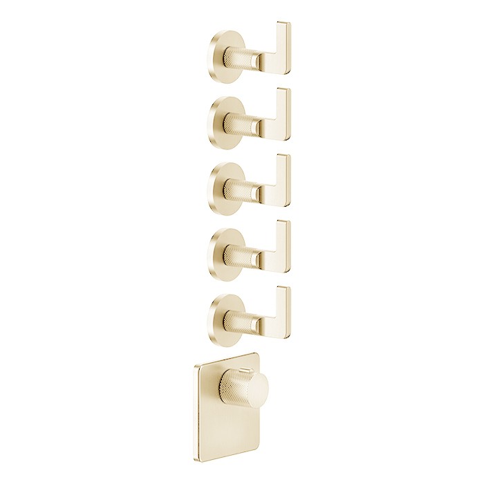 Смеситель для душа, термостатический, встраиваемый, резьба 3/4", Gessi Inciso, золото арт. 58220#246