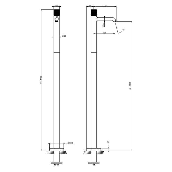 Смеситель для раковины, напольный, Gessi Habito Trame, хром арт. 70395#031