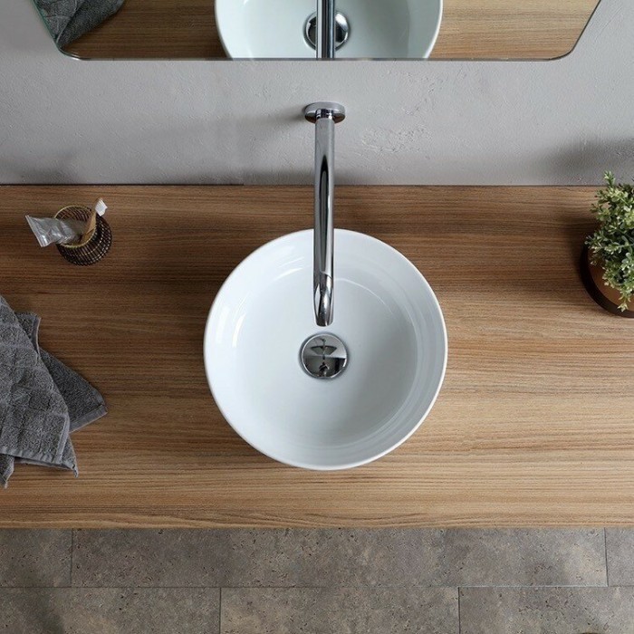 Раковина накладная, без перелива, без отверстий, цвет белый, Scarabeo Glam - 1808