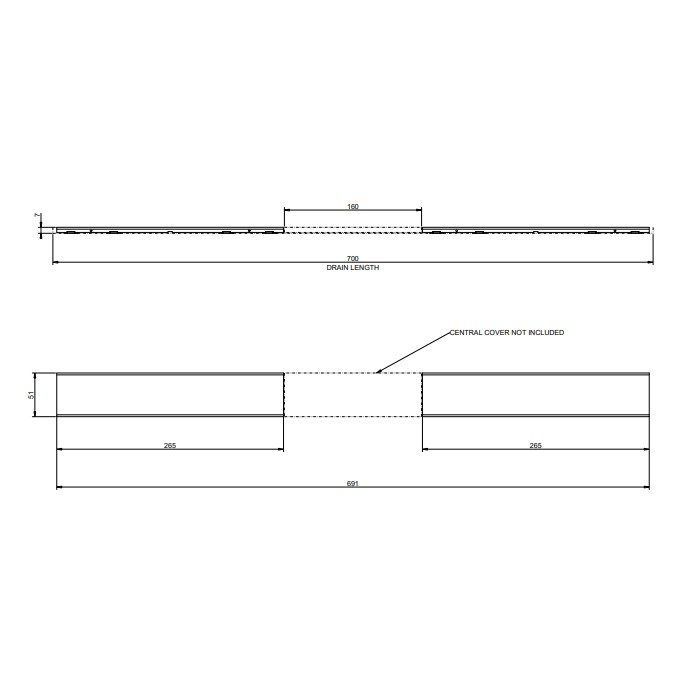 Душевой трап 70см., для Geberit Cleanline и Viega Advantix Cleviva, Gessi Shower Outfit drains, black metal brushed pvd арт. 67053#707
