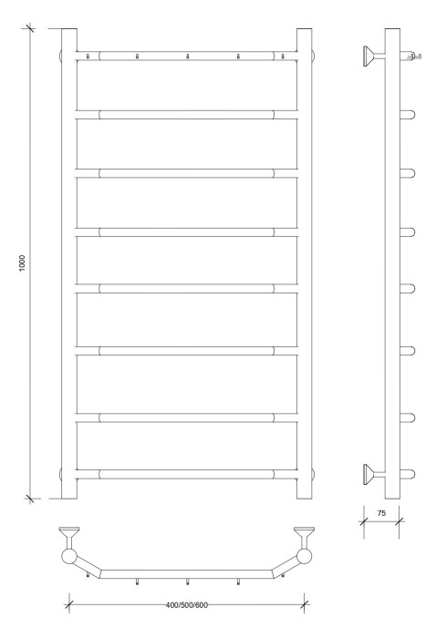 Полотенцесушитель водяной 100x60 Агата 1 К (хром) Secado арт. 4603777444037