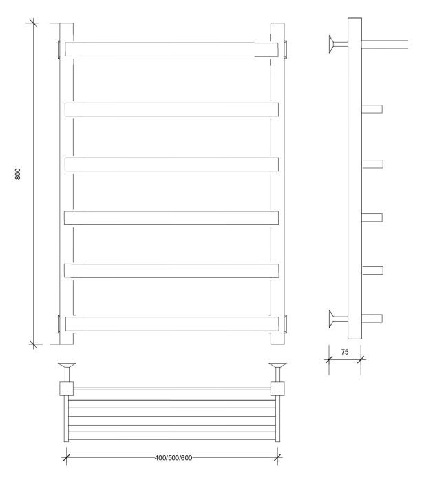 Полотенцесушитель водяной 80x40 Корсано 1 СП (черный) Secado арт. 4673739246627