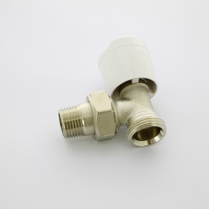 Вентиль ручной никелированный ЕК 1/2" х 3/4" угловой UNI-FITT с разъёмным соединением арт. 157V2300