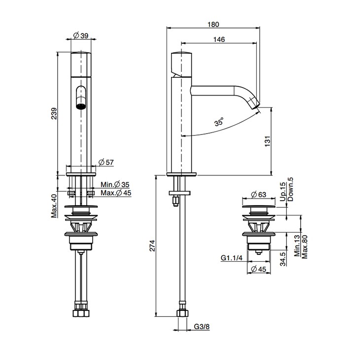 Fima Carlo Frattini Смеситель для раковины, на 1 отв., с донным клапаном, So, F3181NS цвет: черный
