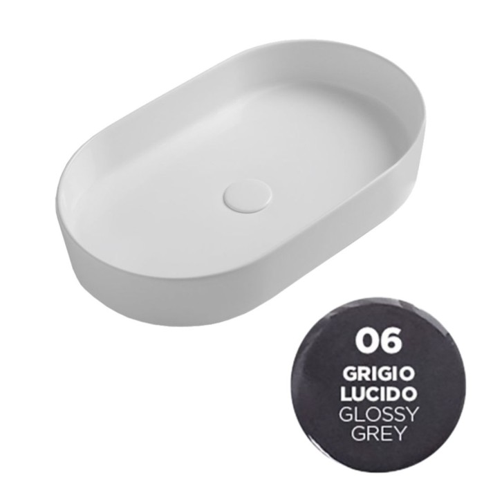 Накладная раковина, 60x36xh12 см, Olympia ceramica Smash, серый глянцевый арт. SMA42SO6006