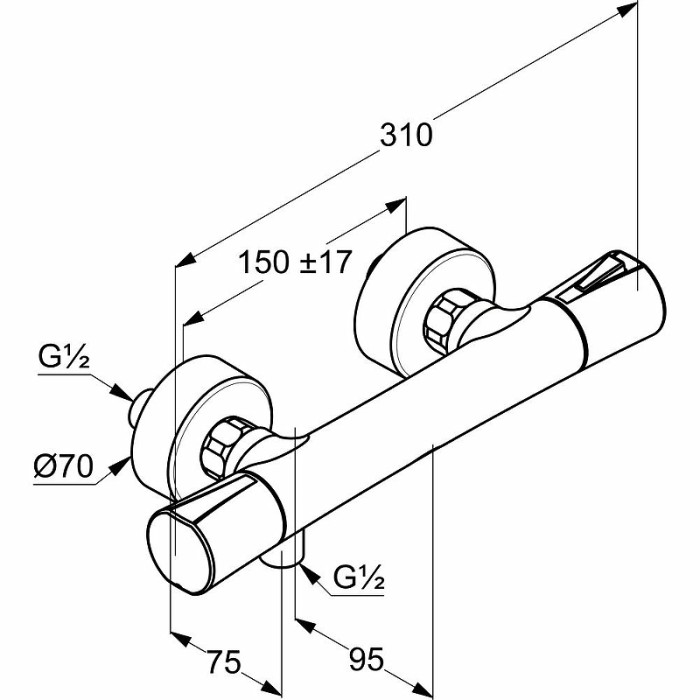 Смеситель для душа с термостатом, матовый, zenta sl Kludi, черный матовый - 351003938