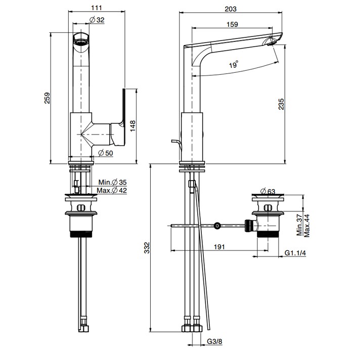 Fima Carlo Frattini Смеситель на раковину, Mast, F3151FBS цвет: черный
