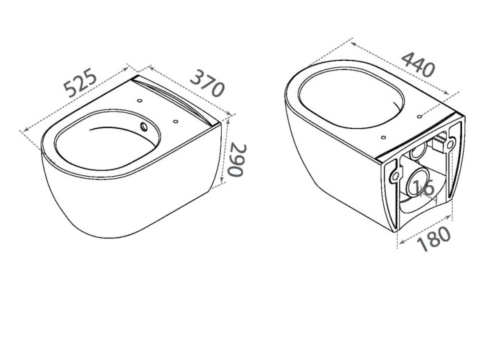 Подвесной унитаз white glossy без сиденья, Boheme Bianca - 963-W