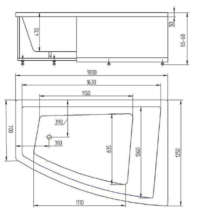 Ванна левый с фронтальным экраном +бок.экр. Aquatek Оракул арт. ORK180-0000006