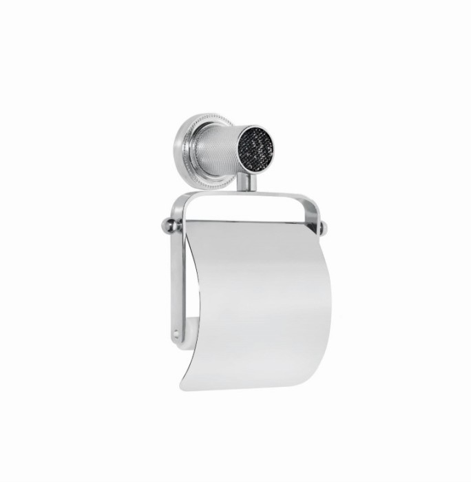 Держатель для туалетной бумаги с крышкой black chrome, Boheme Royal cristal - 10921-CR-B