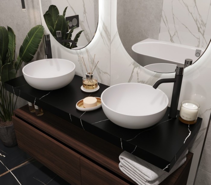 Столешница прямая nero marquina 1410x460x70, Boheme Flat - 869-140-NM