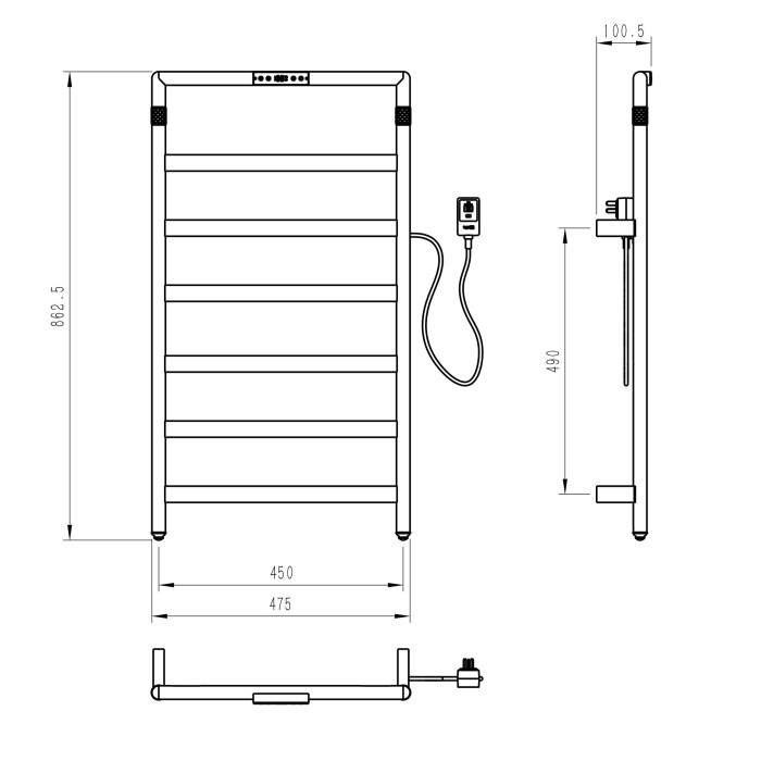 Полотенцесушитель электрический, Wonzon & Woghand Koln, WW-A6016-BR цвет: никель