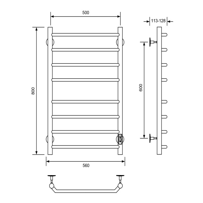Электрический полотенцесушитель 50x80, Veconi Cantu-A арт. C8050CH-A