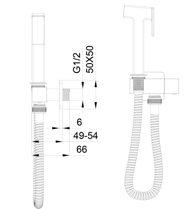 Модуль гигиенического душа для встраиваемых смесителей, Wonzon & Woghand, WW-88809904-BG цвет: золото