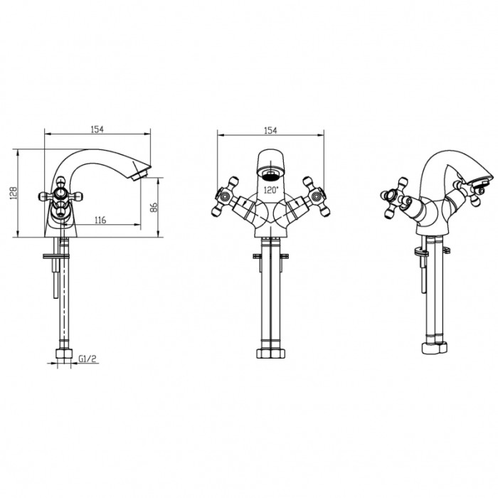 Смеситель для раковины, золото, Satine Boheme 291-ST