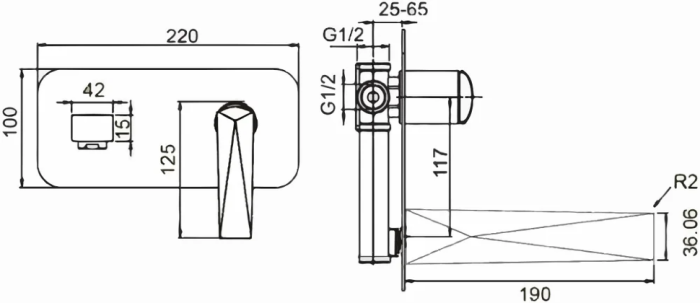 Смеситель для раковины, черный, Venturo Boheme 375-B