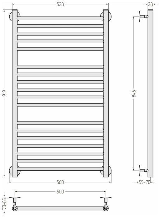Стилье Водяной полотенцесушитель 1000x500, Универсал-53, 00653-1050 цвет: без покрытия