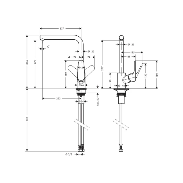 Смеситель для кухни, Eco, Hansgrohe Focus M41, нержавеющая сталь арт. 31827800