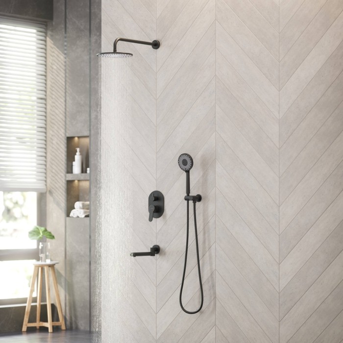 Душевой комплект, поворотный излив, черный матовый, Berges Nardis арт. 071014