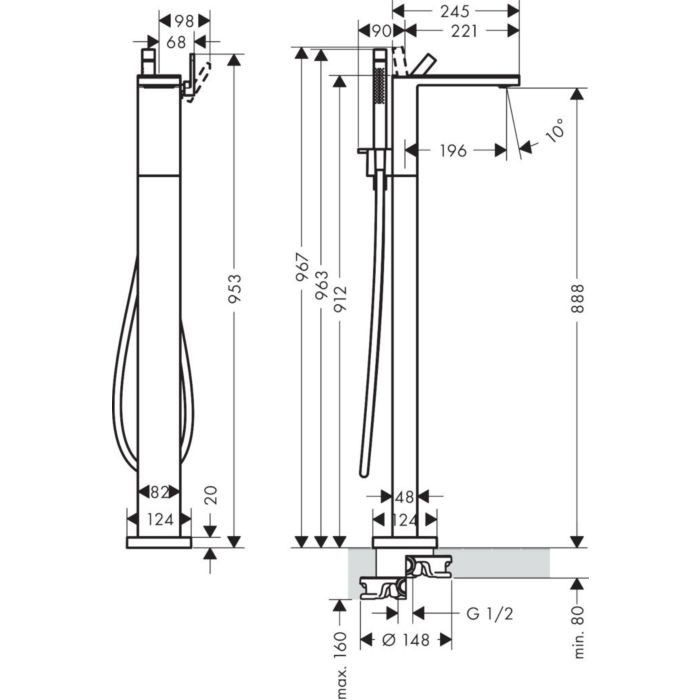 Напольный смеситель для ванны MyEdition Axor, хром арт. 47440000
