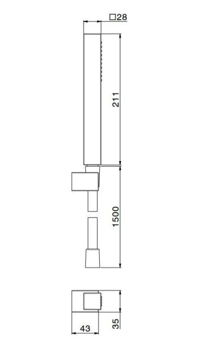 Ручной душ с держателем для лейки и шлангом, без выхода для подачи воды, Futura Kerama Marazzi, хром - 858KM.21.018