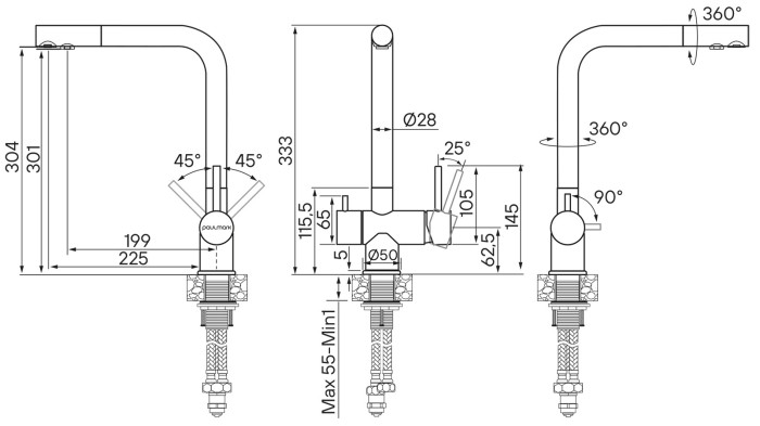Смеситель для кухни  Paulmark SKALEN, вороненая сталь - Sk213020-GM