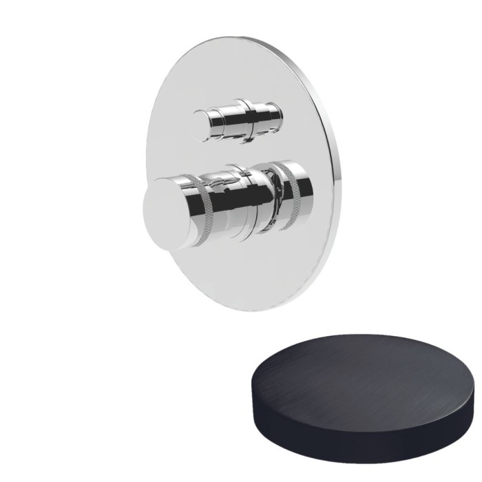 Встраиваемый смеситель для душа, однорычажный, с кнопкой-переключателем, на 2 режима, Giulini My ring deluxe, ганметал арт. MR0063DLCRNS