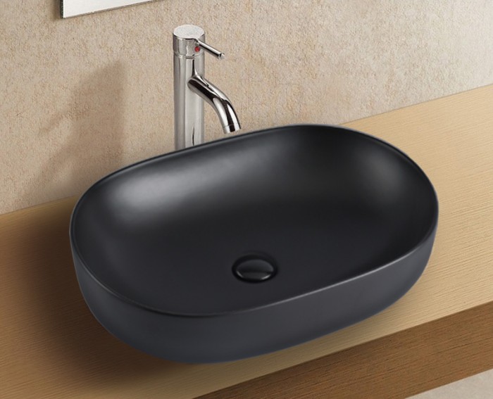 Раковина накладная 600х415х135 тёмно-серая, Azario - AZ-2196MDH