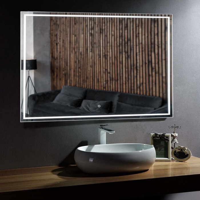 Зеркало 800х600 влагостойкое с подсветкой, сенсорный выключатель с функцие диммера, Azario Classico quadrato - CS00078950