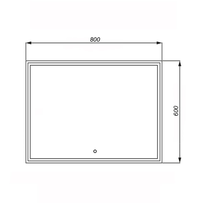 Зеркало 800х600 влагостойкое с подсветкой, сенсорный выключатель с функцие диммера, Azario Classico quadrato - CS00078950