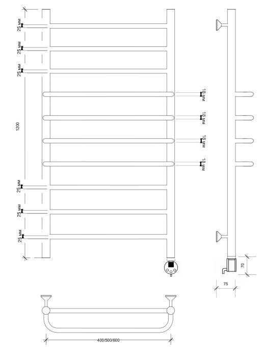 Полотенцесушитель электрический 60x50 Турин 1 Secado арт. 4673739243794