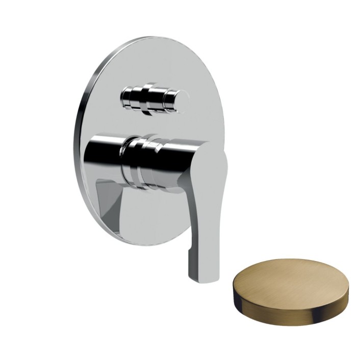 Внешняя часть однорычажного встроенного смесителя для душа с дивертером, Giulini Ego, золото брашированное арт. 5763EPOSP