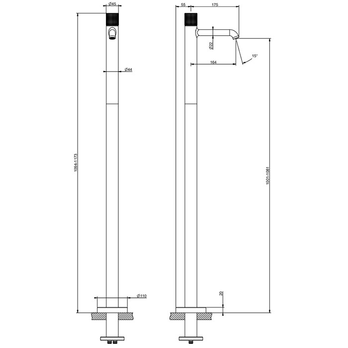 Смеситель для раковины, напольный, Gessi Habito Cesello, хром арт. 70495#031