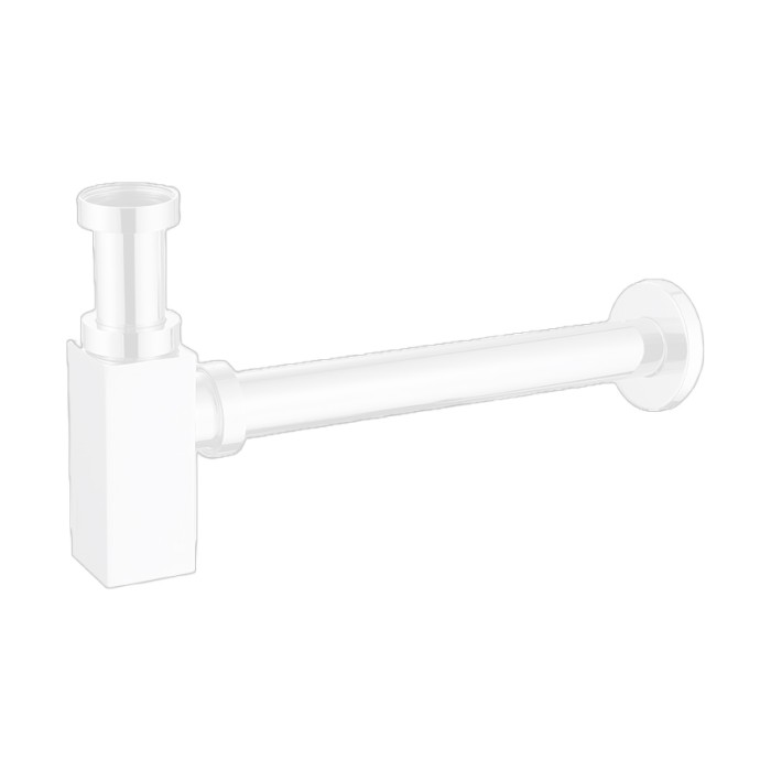 Сифон для раковины G 1 1/4, без выпуска, квадрат, латунь, белый Azario, Basic - AZ-109-WHI