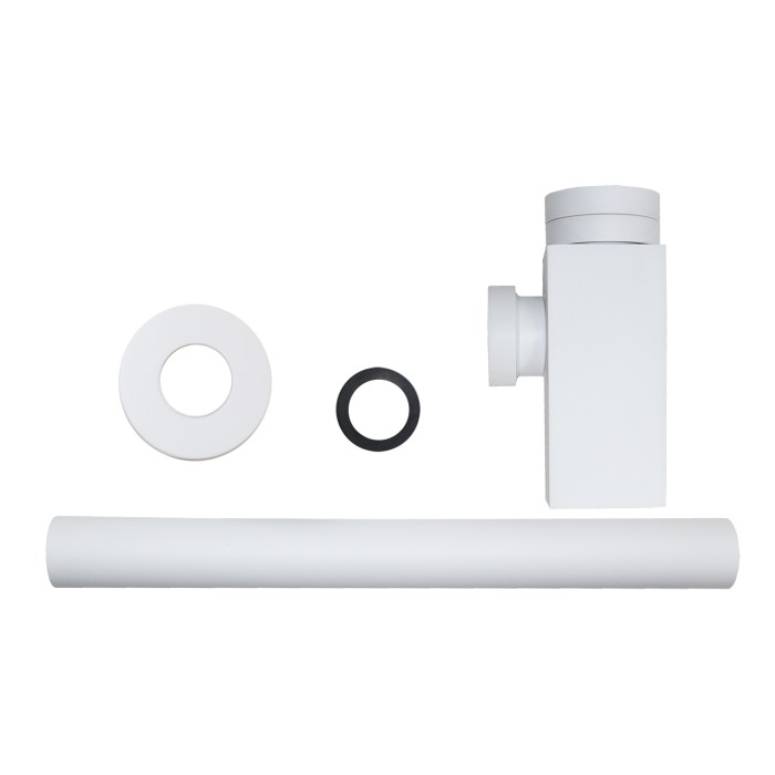 Сифон для раковины G 1 1/4, без выпуска, квадрат, латунь, белый Azario, Basic - AZ-109-WHI