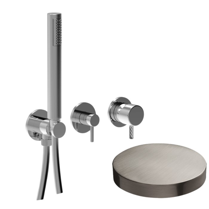 Смеситель для душа на 2 режима, однорычажный, поворотный переключатель, ручной душ + 1 доп. вывод воды, Giulini My future deluxe, никель матовый арт. 59X5301DNKO