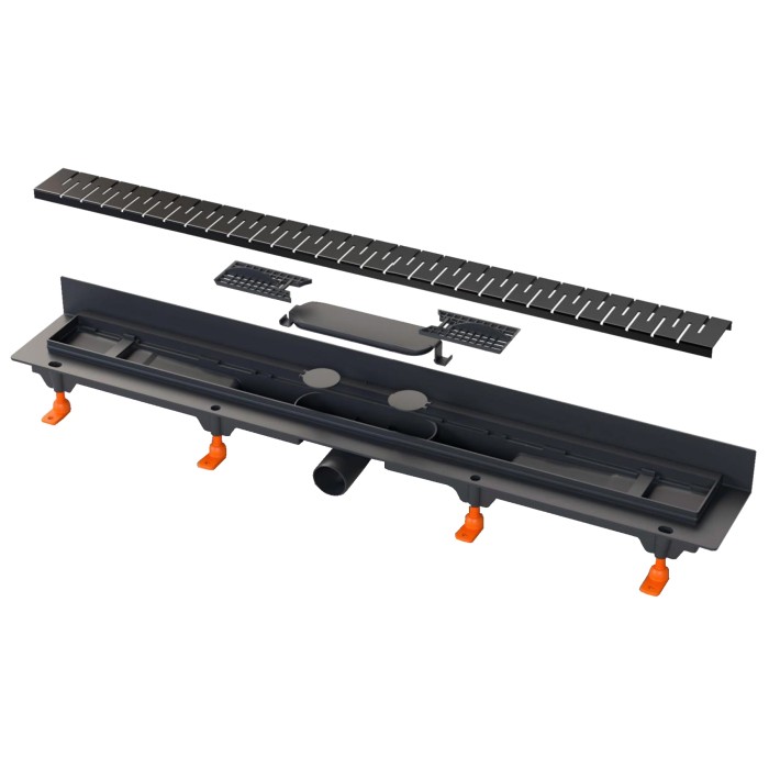 Душевой лоток D50 850 мм, боковой слив, пластиковый, перфорированная решетка, черный, Medium Azario - AZ-CH 850/50 MC