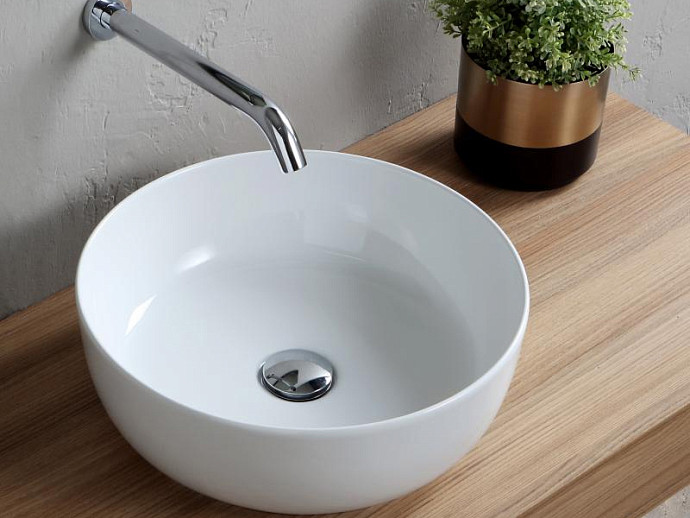 Раковина накладная, без перелива, без отверстий, цвет белый, Scarabeo Glam - 1807