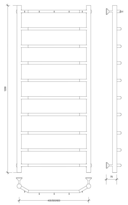 Полотенцесушитель водяной 120x40 Агата 1 К (хром) Secado арт. 4603777444044