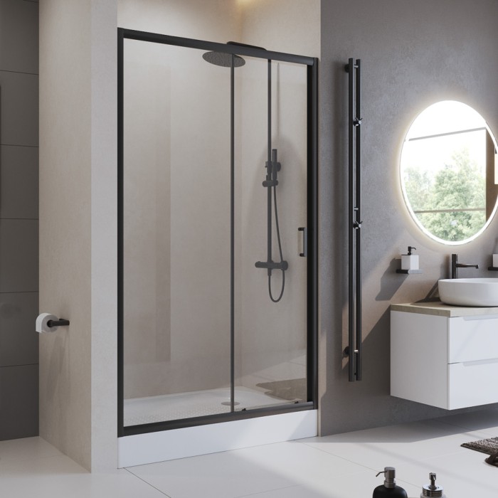 Душевая дверь в нишу 110x195 BelBagno, матовый черный, Uno-195 арт. UNO-195-BF-1-110-C-NERO