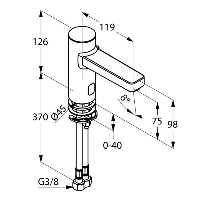 Электронный смеситель для раковины, со смешиванием, 6 v, zenta sl Kludi, хром - 3810005