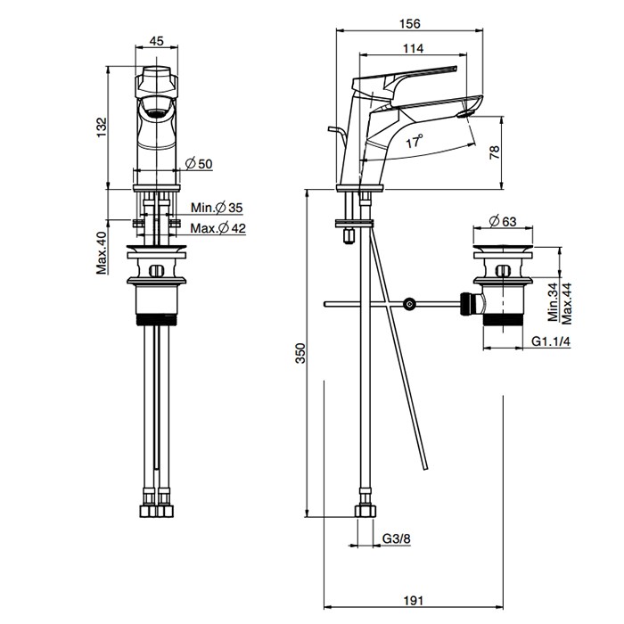 Fima Carlo Frattini Смеситель для раковину, на 1 отв., с донным клапаном, Serie 4, F3761CR.2.ES цвет: хром