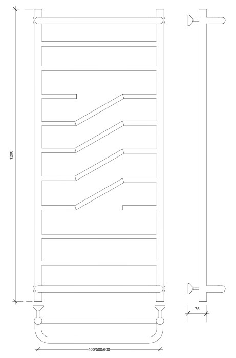 Полотенцесушитель водяной 120x40 Риволи СП (хром) Secado арт. 4603777448301