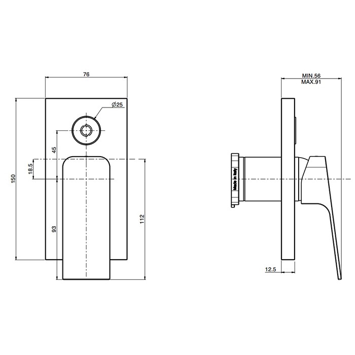 Fima Carlo Frattini Смеситель для душа, встраиваемый, на 2 выхода, Fit, F3389E2NS цвет: хром